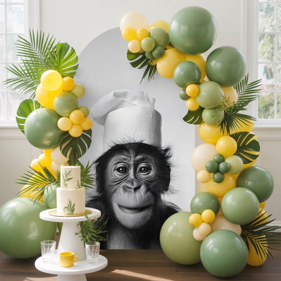 Chimpanzee with Toilet Paper Arch Backdrop Cover, 5FT, Funny Animal Spandex Arch Covers Double-Sided Backdrop for Wedding Birthday Party Photo Background Decoration