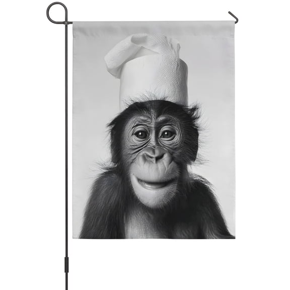 Chimpanzee with Toilet Paper Garden Flag 12 x 18 Inches, Funny Animal Weather Proof Outdoor Patio Flags Double Sided Small Garden Decoration for Yard Outside Home