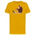 thumbnail image 1 of Chimpanzee Using Computer Tee Men's -Image by Shutterstock, 1 of 2
