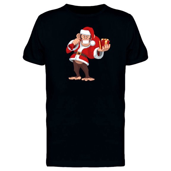 Chimpanzee With Santa Clothes T-Shirt Men -Image by Shutterstock, Male Medium