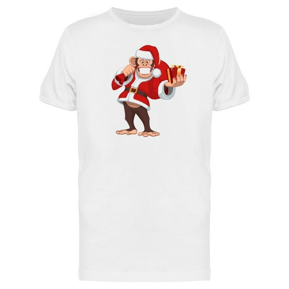 Chimpanzee With Santa Clothes T-Shirt Men -Image by Shutterstock, Male XX-Large