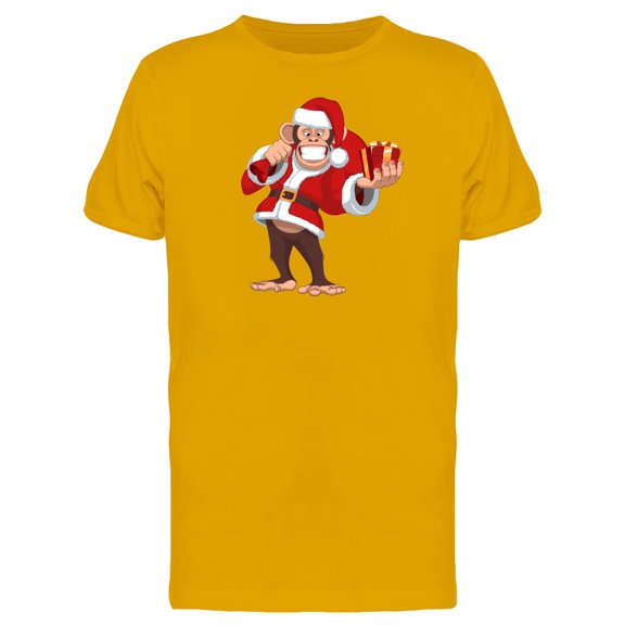 Chimpanzee With Santa Clothes T-Shirt Men -Image by Shutterstock, Male x-Large