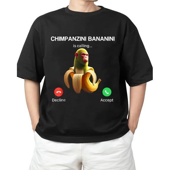 Chimpanzini Bananini Calling Brainrot Italian Brainrot Meme Adult S-4XL T-Shirt