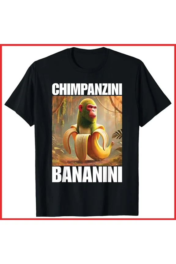Chimpanzini Bananini Funny Monkey Banana Jungle Animal Unisex T-Shirt, S-5XL