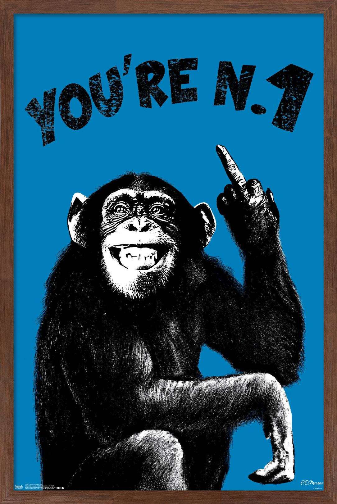 Chimpy - You're Number One Wall Poster, 14.725" x 22.375", Framed