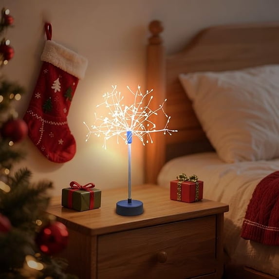 Chims Firework Centerpiece Lights,Fairy Light Banquet Table Centerpiece Lighting Decoration Star Pyrotechnics, Battery Operated Spirit Tree for Dinner Indoor Christmas Party Decor Cool Color