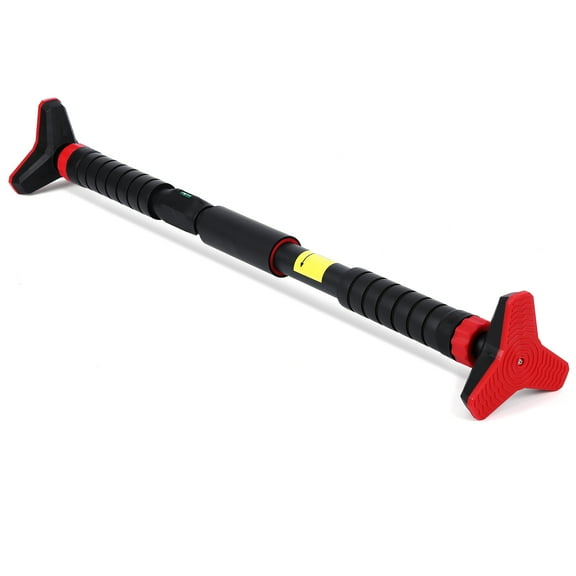 Chin Up Bar Upper Body No Screw Installation 1pcs Steel Pipe + Foam Horizontal Bar On The Door with Level Gauge (69cm-107cm New Type 3, Gear Lock) Black red