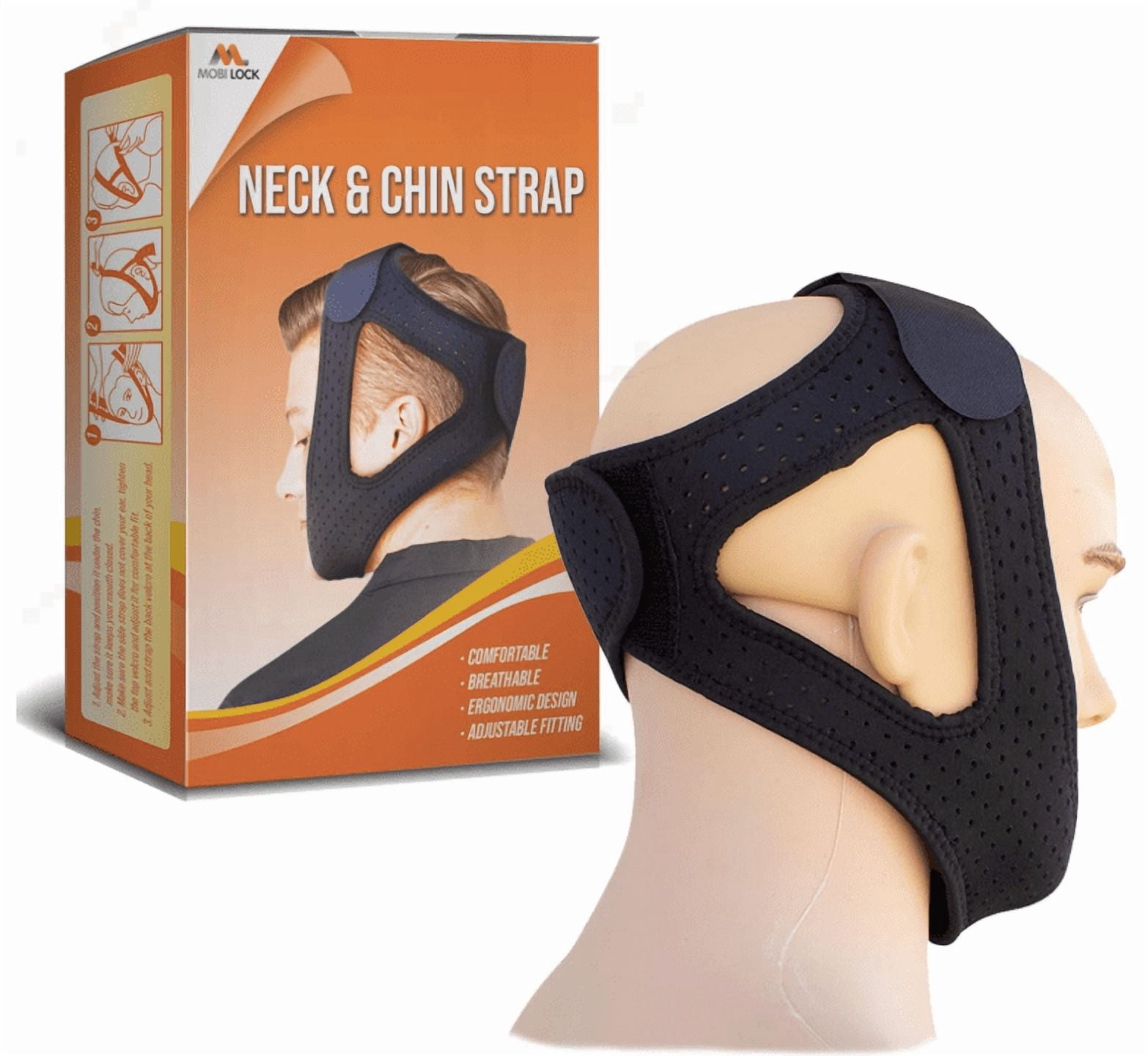 Female Rear Chin Lock Chin & Neck Strap - Soft & Breathable Neoprene Jaw & Chin Sleep Strap ...