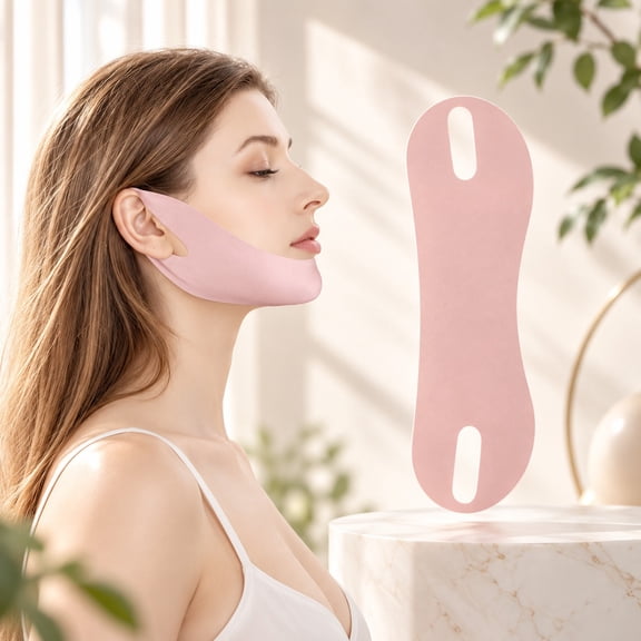 Face Lifting Strap Tutuviw Reusable Line Lift Mask,Face Lift Chin Mask V Shaped Contouring Face,Chin Up Strap Jaw Exerciser for Skin Tightening Sagging (Pink)