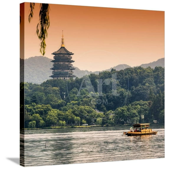 China 10MKm2 Collection Pagoda at sunset, Scenic Transportation World Culture Stretched Canvas Wall Art by Philippe Hugonnard Sold by ArtCom