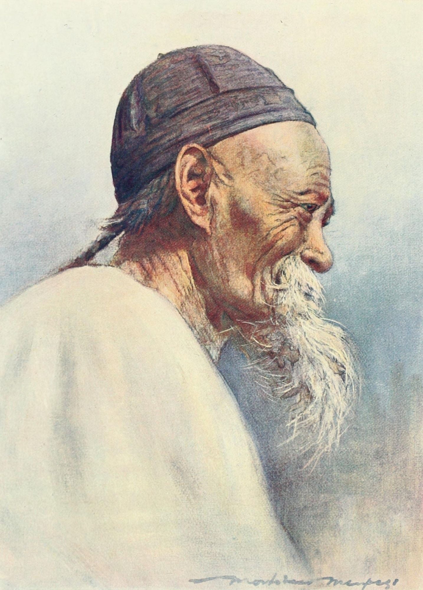 China 1909 A grand-father Canvas Art - Mortimer Menpes (18 x 24)