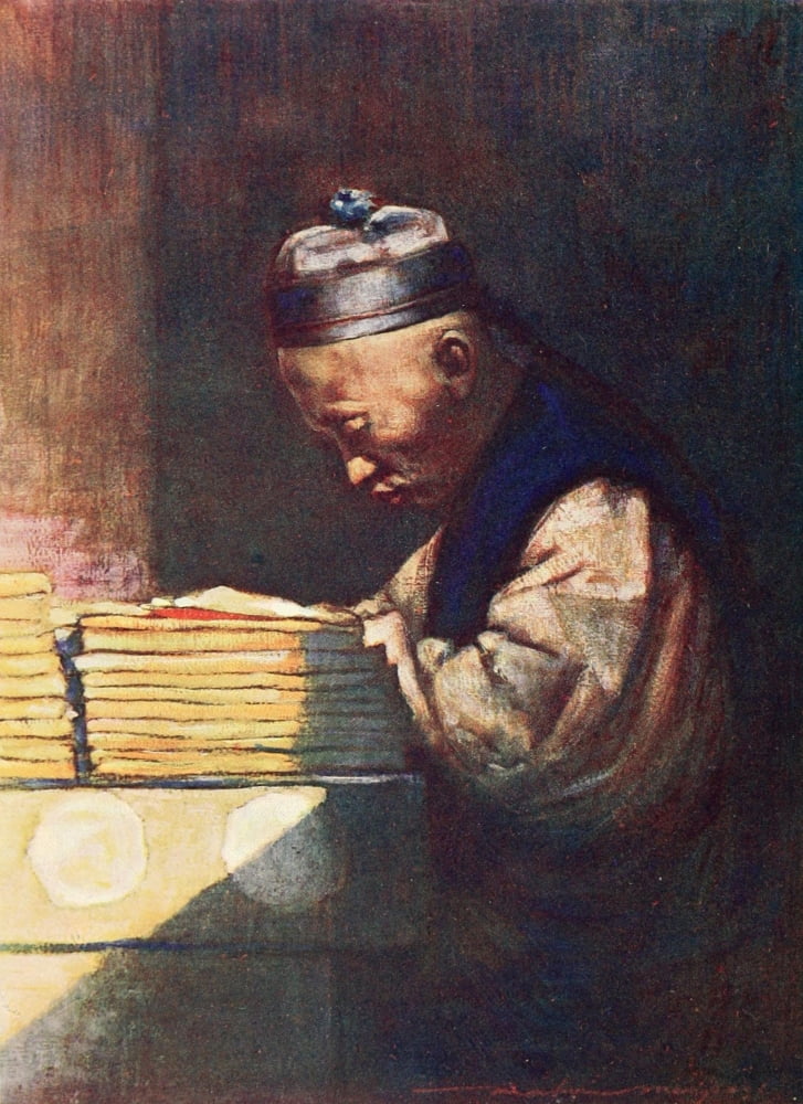 China 1909 A student Canvas Art - Mortimer Menpes (24 x 36)