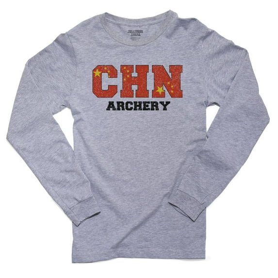 China Archery - Olympic Games - Rio - Flag Men's Long Sleeve Grey T-Shirt