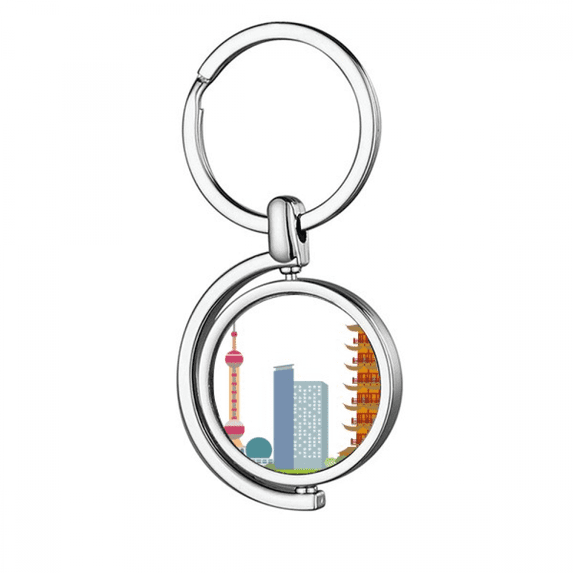 China Architecture TV Tower Landmark Pattern Rotating Keychain Metal Keyring Holder