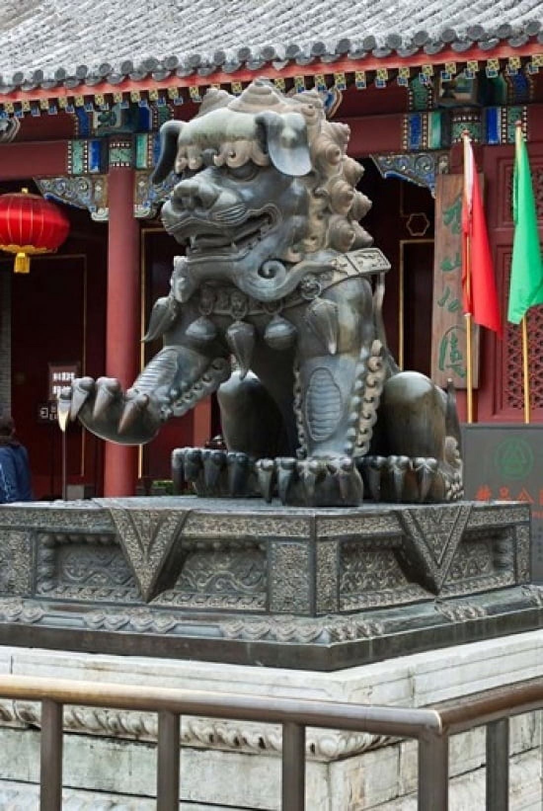 China Beijing Bronze lion sculpture Fragrant Hill Canvas Art - Charles Crust DanitaDelimont (11 x 17)