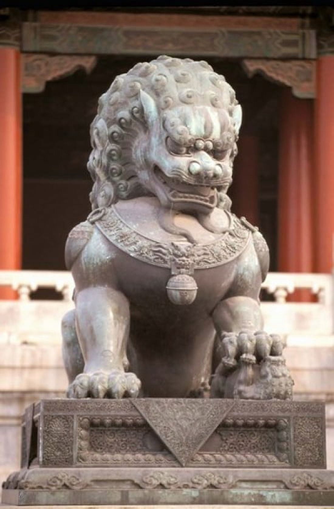 China Beijing Forbidden City Bronze lion statue Canvas Art - Charles Crust DanitaDelimont (24 x 36)