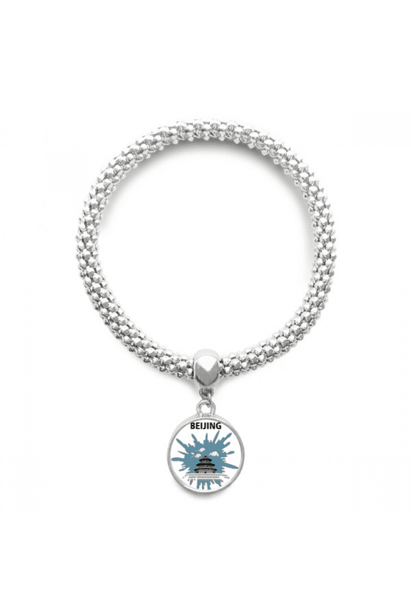 China Beijing Temple Heaven Sacred Sliver Bracelet Pendant Jewelry Chain Adjustable Bangle