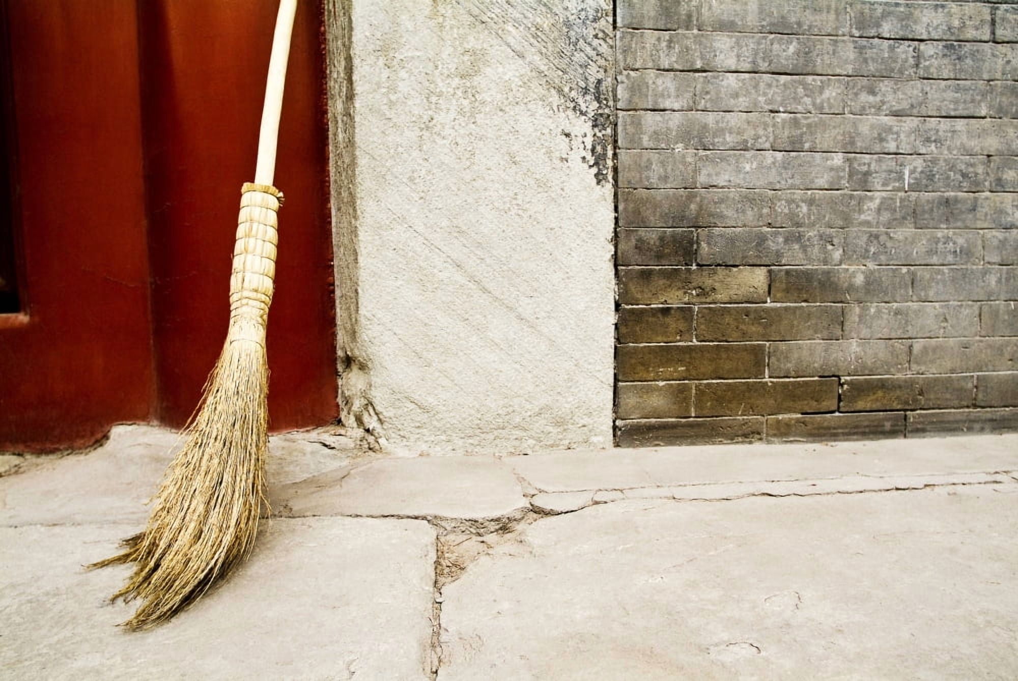 China Broom Leaning Against Cement Wall Beijing Canvas Art - Ray Laskowitz Design Pics (34 x 22)