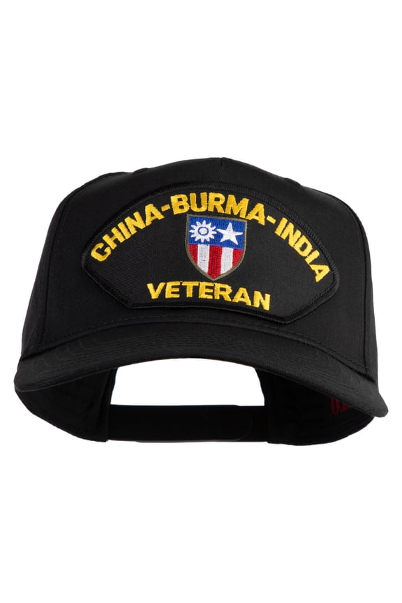 China-Burma-India Veteran Patched Solid Cotton Twill 5 Panel Prostyle Snap Cap - Black OSFM
