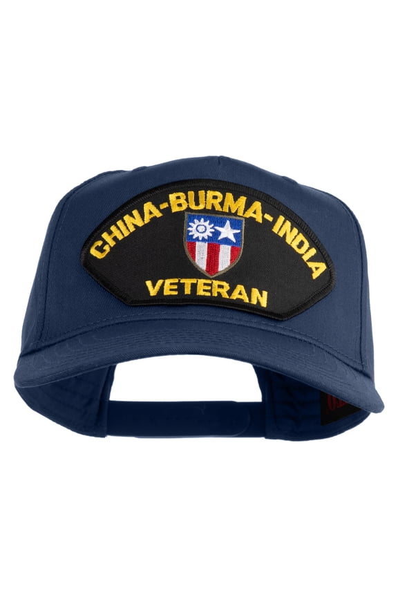 China-Burma-India Veteran Patched Solid Cotton Twill 5 Panel Prostyle Snap Cap - Navy OSFM