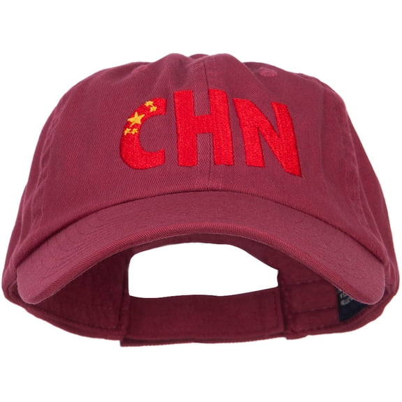 China CHN Flag Embroidered Low Profile Cap - Wine OSFM