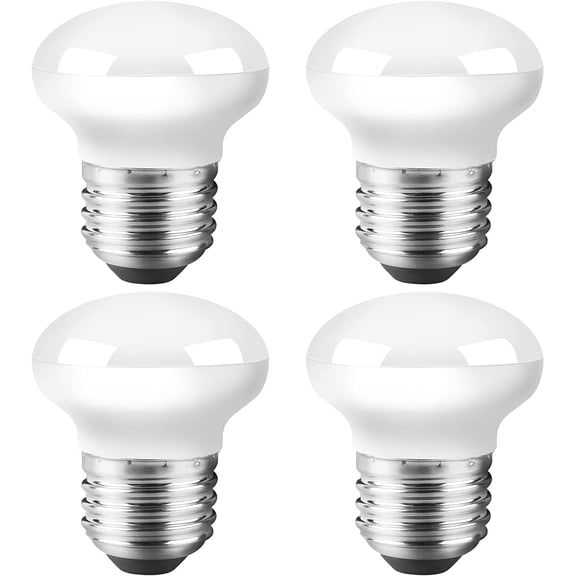 China Cabinet Light Bulbs, 4W(25W) Short Light Bulbs, mini Size 2 inches, R14 E26 Curio Cabinet Light Bulb, 3000K Warm White, Dimmable, 4Pack