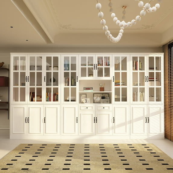 China Cabinet with Tempered Glass Doors Glass Door Storage Cabinet 141.7W