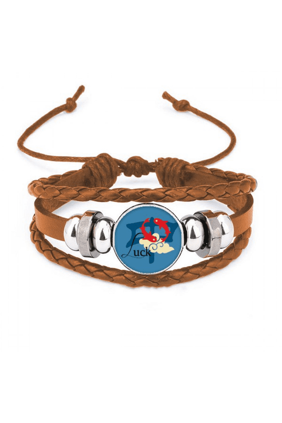 China Carp Good Luck Blessings Bracelet Wristband Leather Jewelry Ornament