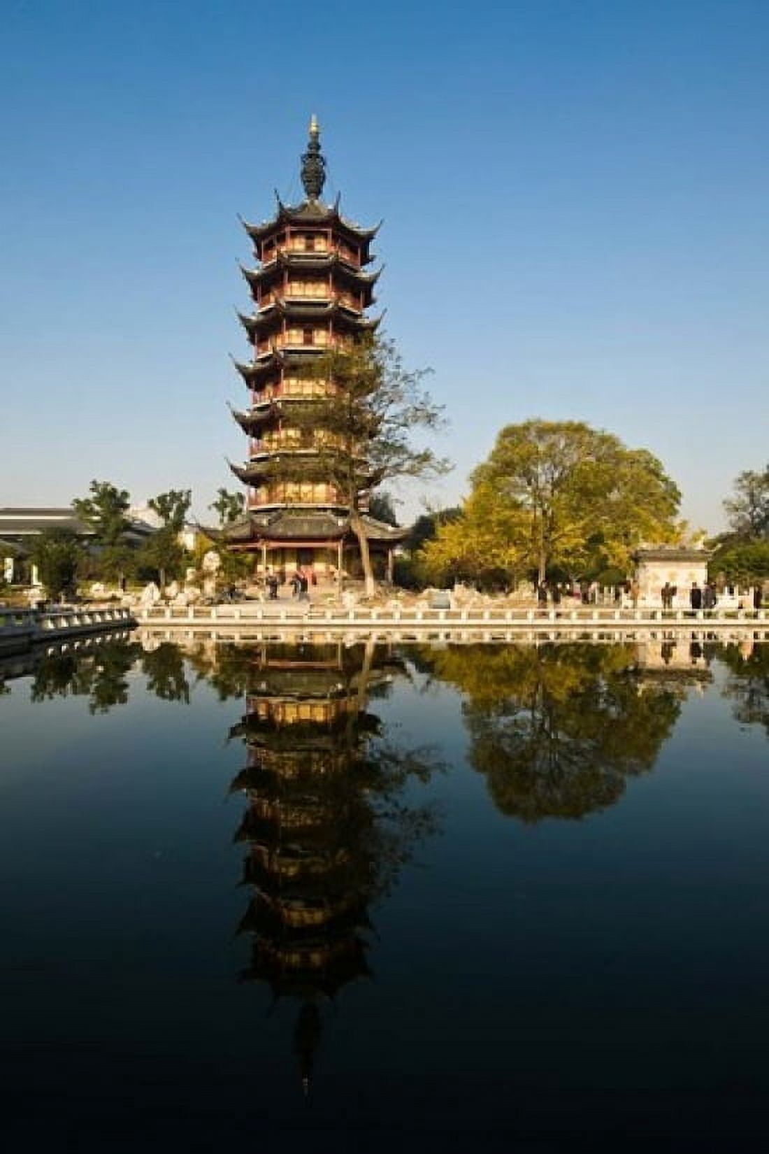 China Changzhou Red Plum Park Pagoda Canvas Art - Michael DeFreitas DanitaDelimont (19 x 28)