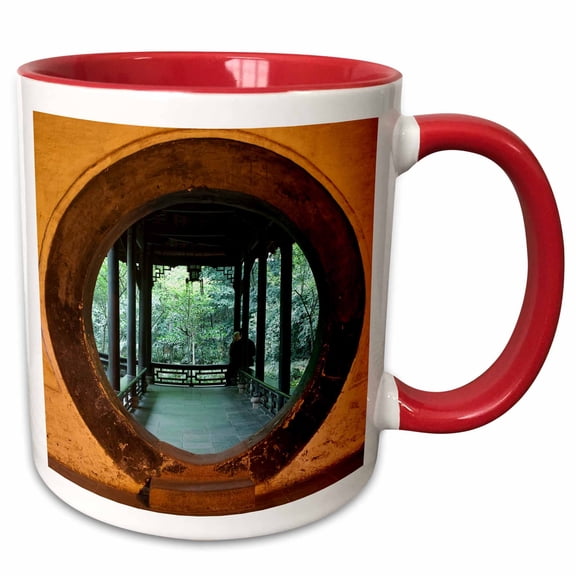 3drose, China, Chengdu, Du Fu Thatched Cottage Park, Moongate-as07 Ccr0900 - Charles Crust, 11oz Two-tone Red Mug