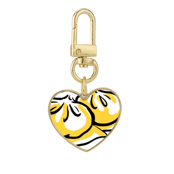 China Chinese Dish Delicious Pattern Gold Heart Keychain Metal Keyring Holder