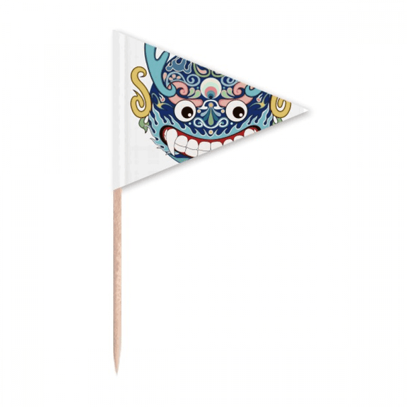 China Chinese Dragon Head Traditional Pattern Toothpick Triangle Cupcake Toppers Flag