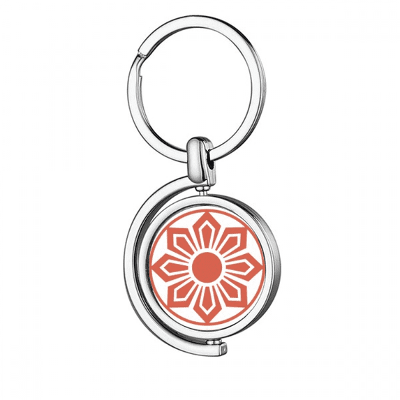 China Chinese Red Flower Traditional Pattern Rotating Keychain Metal Keyring Holder