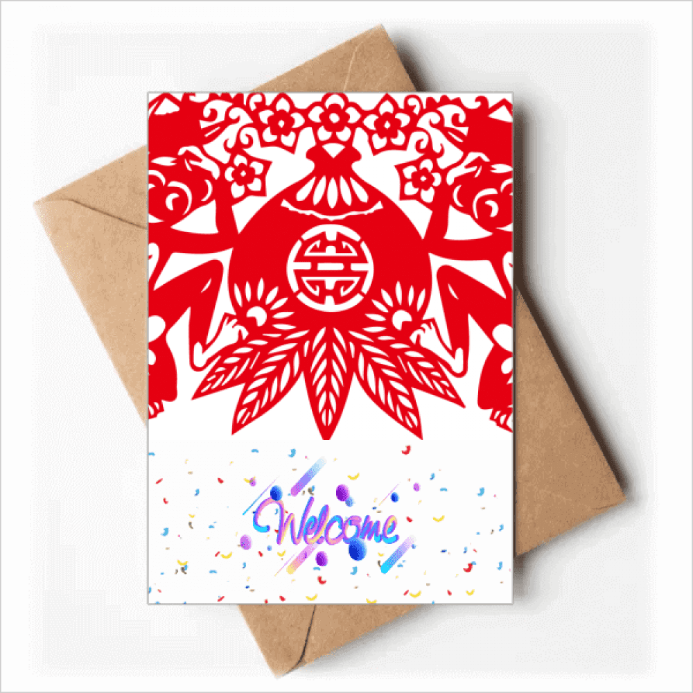 China Chinese Zodiac Monkey Peach Flowers Welcome Back Greeting Cards Envelopes Blank