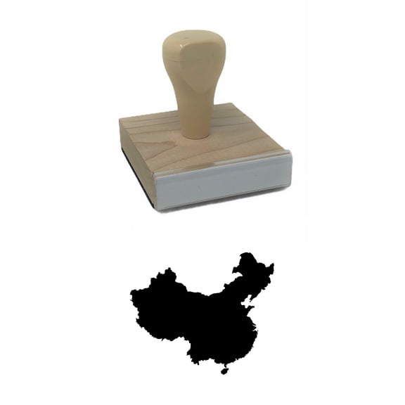 China Country Rubber Stamp, 2 X 2" Wood Stamp