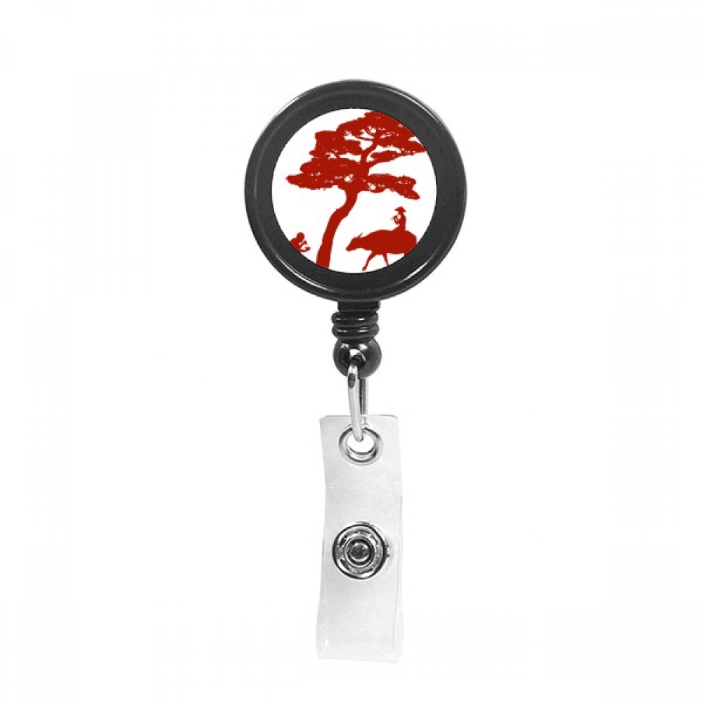 China Cow Tree Culture Outline Retractable Keychain Badge Holder ID Badge