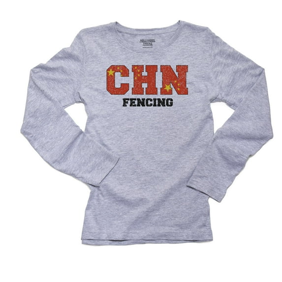 China Fencing - Olympic Games - Rio - Flag Women's Long Sleeve Grey T-Shirt