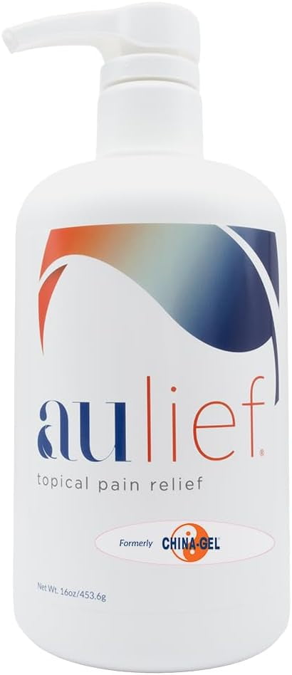 Aulief Pain Relief Cream by China-Gel - Arthritis & Muscle Rub for Sore Muscles & Joint Pain, Neck, Knee & Back Aches, Premium Dye-Free White Topical Gel, FSA HSA Approved, 16 oz Bottle with Pump