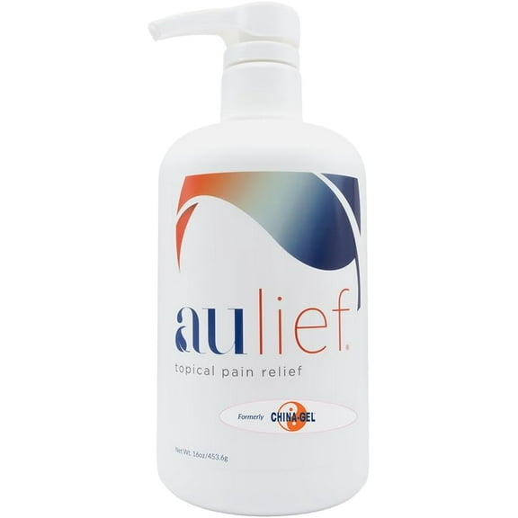 Aulief Pain Relief Cream by China-Gel - Arthritis & Muscle Rub for Sore Muscles & Joint Pain, Neck, Knee & Back Aches, Premium Dye-Free White Topical Gel, FSA HSA Approved, 16 oz Bottle with Pump