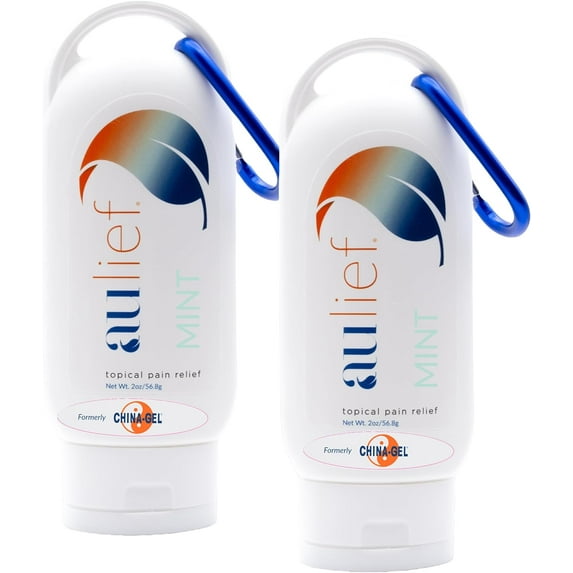 Aulief Topical Pain Reliever Cream - Herbal Therapeutic Massage Cream to Help Sooth Away Muscle and Joint Discomfort, Mint Green, 2 oz Travel Tottle (2 Pack)