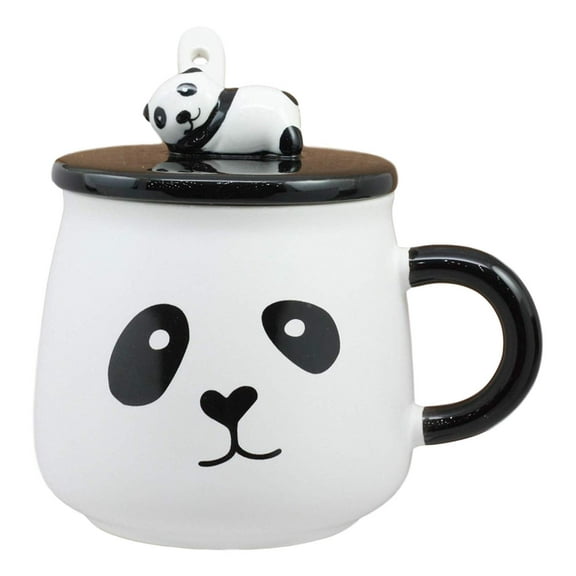 China Giant Panda Bear Ceramic Coffee Tea Mug Drink Cup With Spoon And Lid 14oz