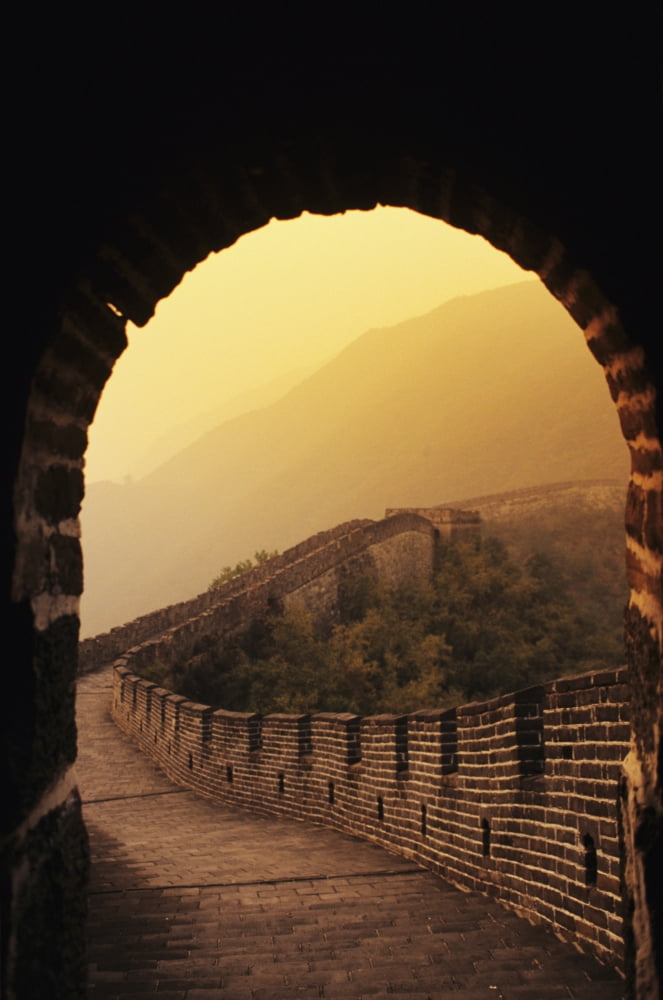 China Great Wall Of China seen from inside tower Mu Tian Yu Canvas Art - Richard Maschmeyer Design Pics (11 x 17)