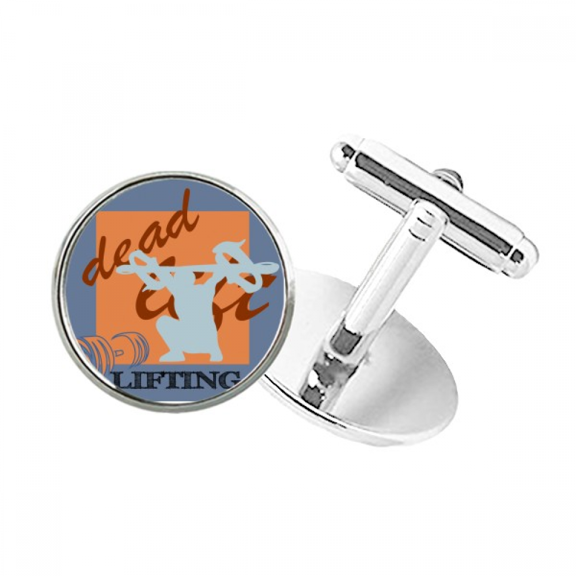 China Gym Squat Barbell Deadlift Round Button Cuff Clip Stud Cufflinks