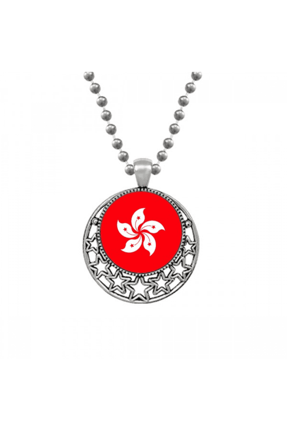 China Hong Kong Regional Flag Necklaces Pendant Retro Moon Stars Jewelry