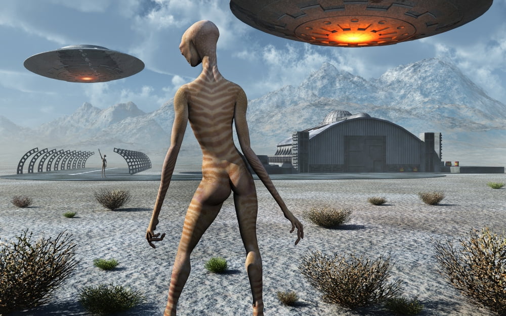 China Lake military base where aliens and humans work together Canvas Art - Mark StevensonStocktrek Images (18 x 12)
