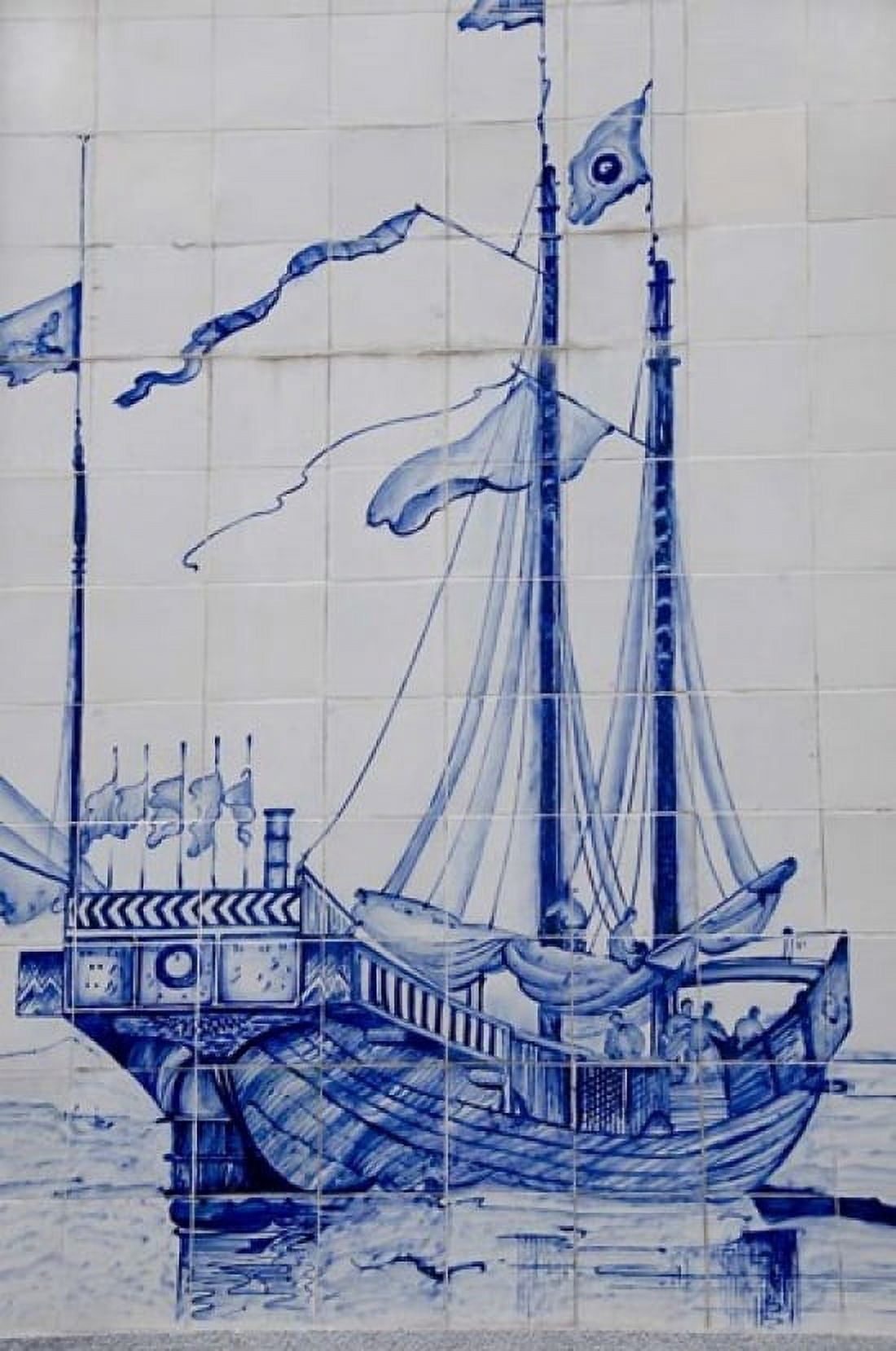 China Macau Historic Center of Macau UNESCO Tile art Chinese Junk Canvas Art - Cindy Miller Hopkins  DanitaDelimont (24 x 36)