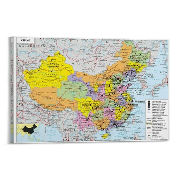 China Map Posters Picture Print Canvas Poster Wall Paint Art Posters Decor Modern Home Artworks Gift 08x12inch(20x30cm)