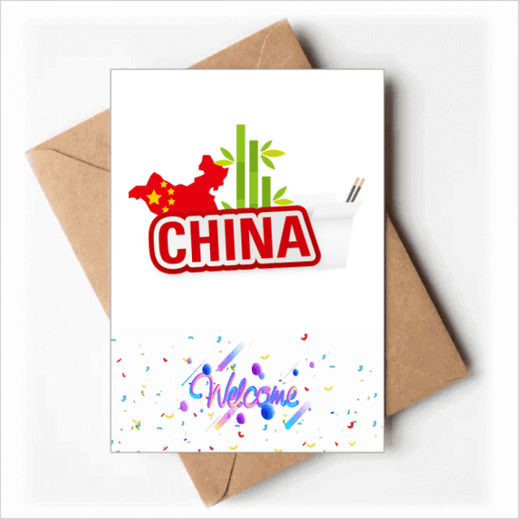 China Map Red China Town Welcome Back Greeting Cards Envelopes Blank