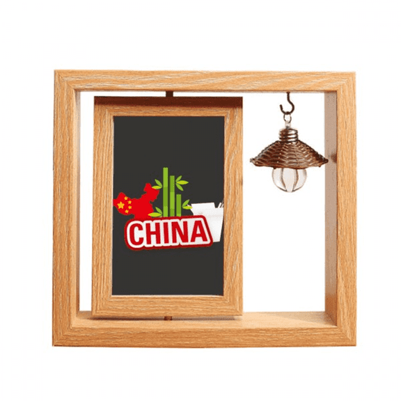 China Map Red China Town Wooden Rotating Picture Photo Frame 4x6