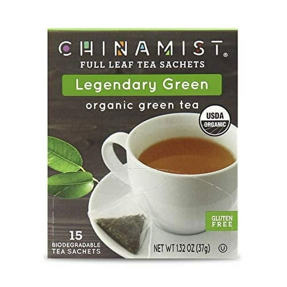 China Mist - Legendary Green Organic Full Leaf Tea Sachet, 15 Count Box
